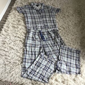 Forever 21 Blue and White Plaid Women's Pajama Set